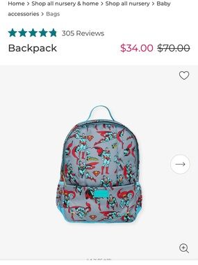 Posh Peanut Superhero Print Kids Backpack - Gray, Red, Teal